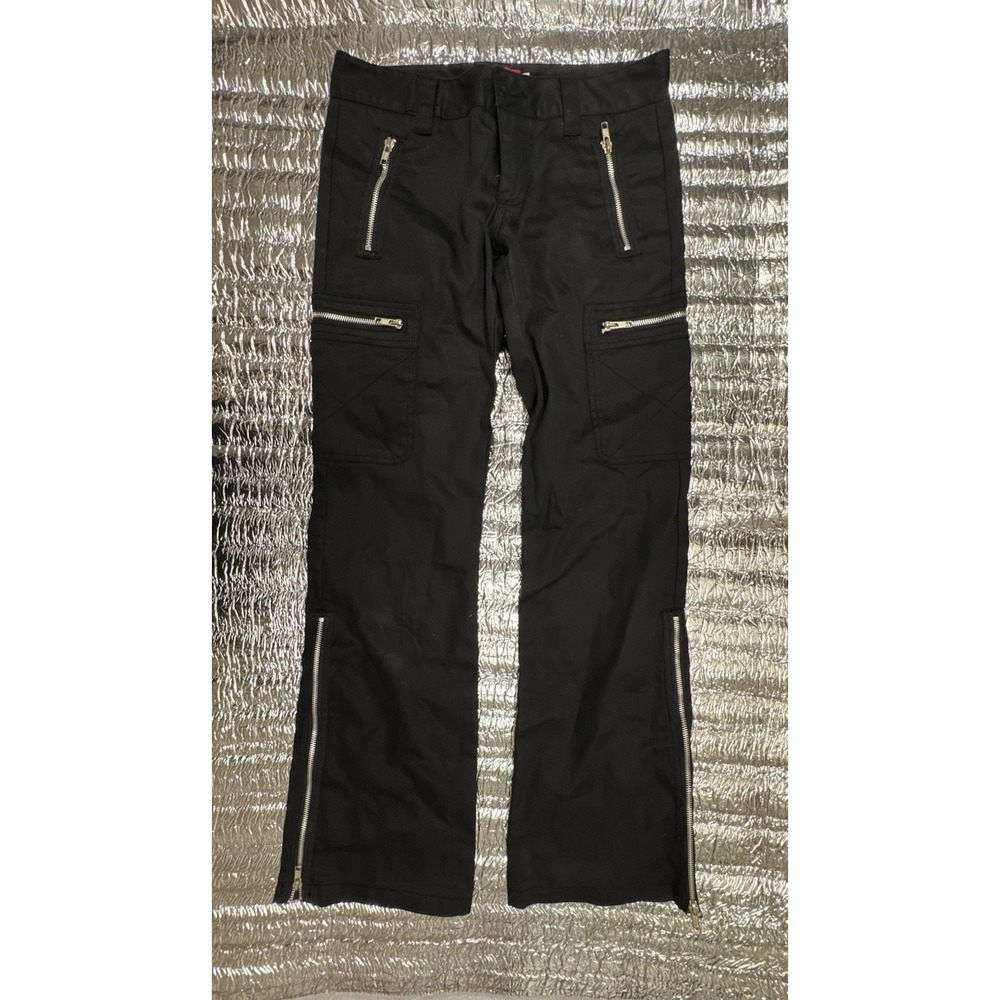 Dickies Black Zip Utility Pants Womens Slim Fit Moto Workwear Streetwear Size 1